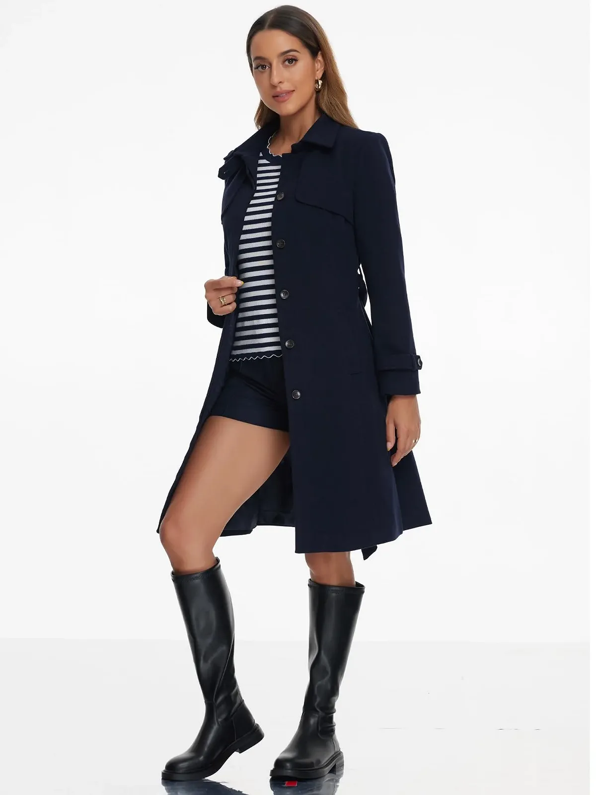 Пальто Allegra K Зимнее Однобортное Классическое Длинный Рукав, фото №3