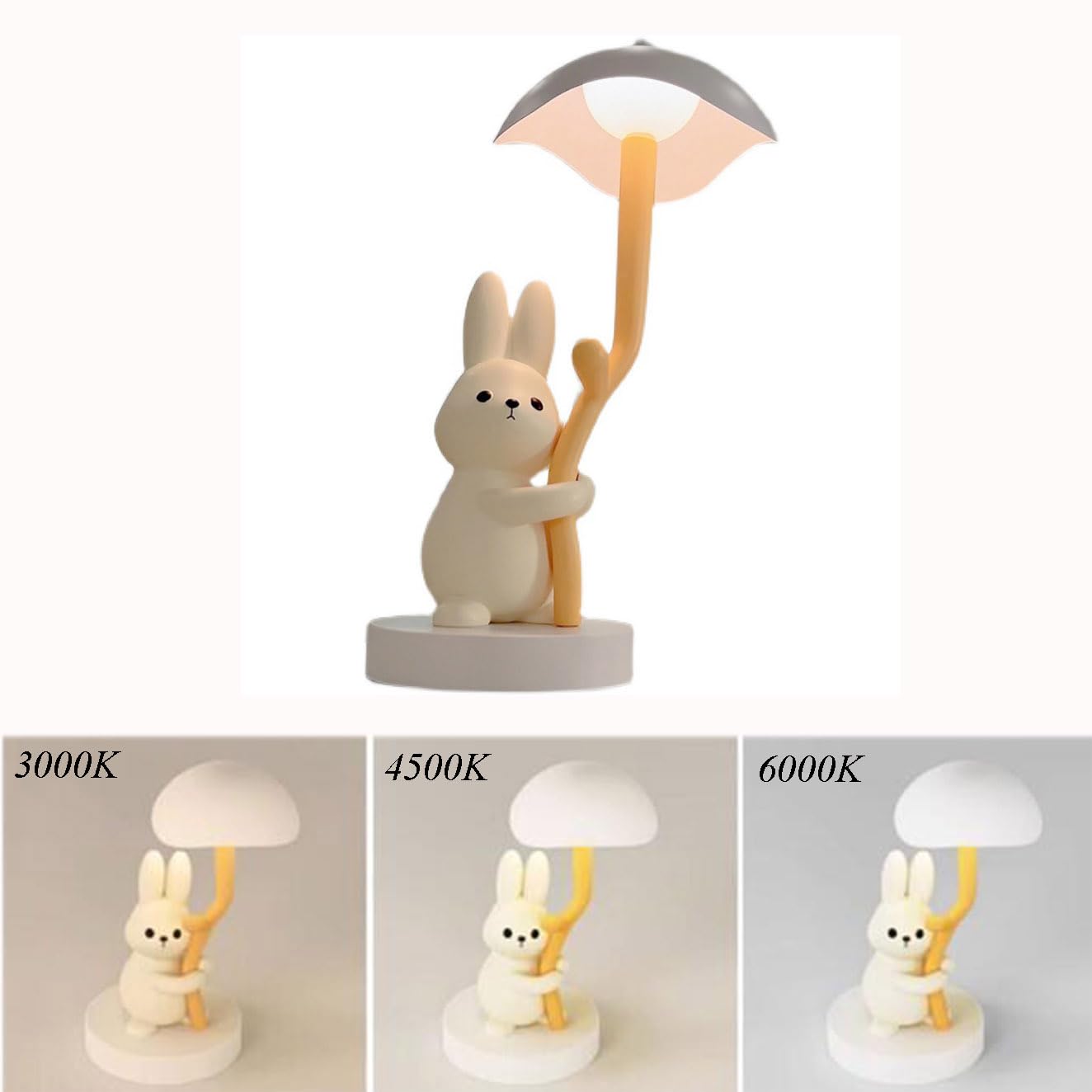Лампа LOGT Mushroom Children's Table LED Сенсорная Диммируемая Грибная Настольная Лампа Беспроводная Батарея Ночник Кролик Декоративная Грибная Лампа для Детской Комнаты Спальни, фото №7
