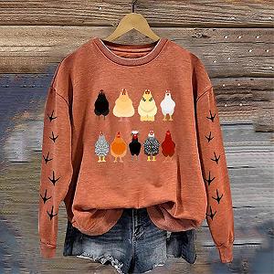 Женский графический свитшот Thanksgiving Chinken, удобный, Y2K, с круглым вырезом, свободного кроя, фермерская жизнь, с Днем благодарения, фермерские животные, длинный рукав, короткий наряд, осень synthetic.ua - Фото 1