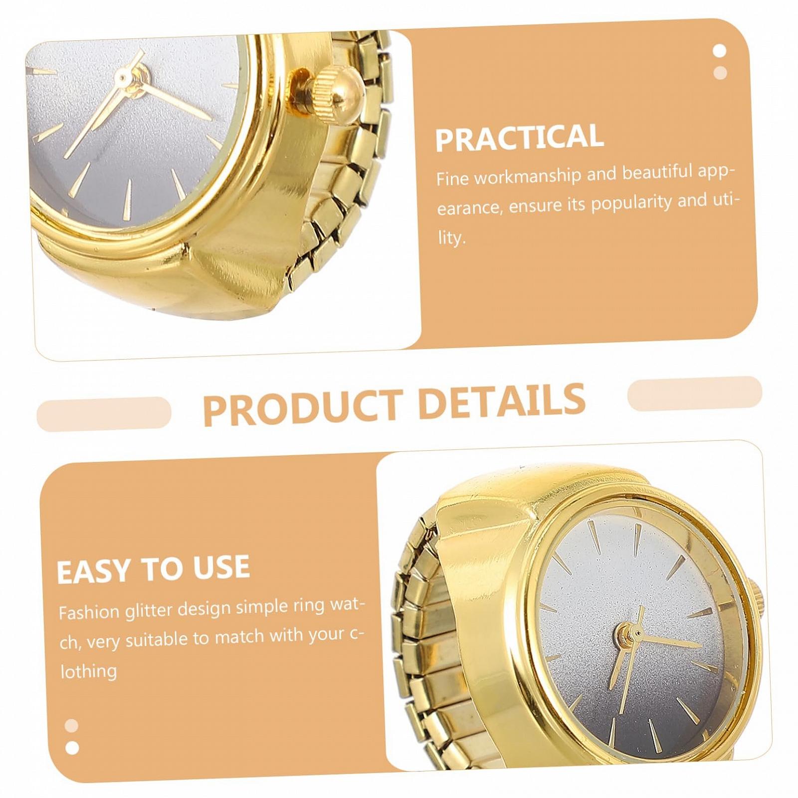 Кільце-годинник Healvian регульований кварцовий, золотий, фото №4 Кільце-годинник Healvian регульований кварцовий, золотий, фото №4