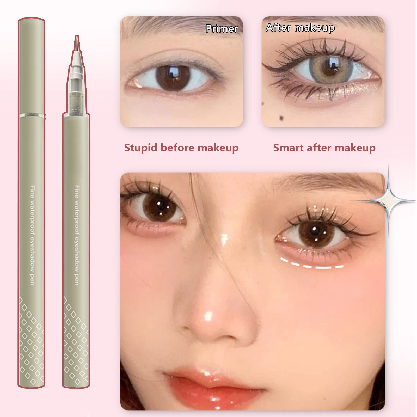 Олівець Jinglebells Liquid Laying Silkworm Pencil Shadow Pencil Quick Drying Waterproof Anti Sweat Does Not Smudge Natural Eyeliner Liquid Pen 0.8 мл (Хакі, Один розмір), фото №4