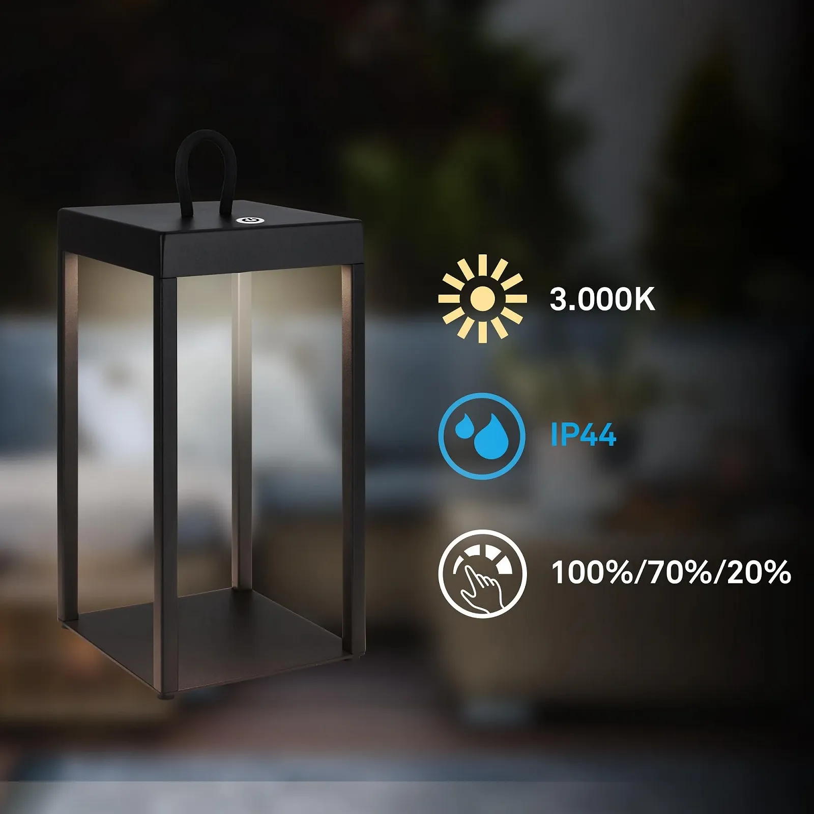 Настольная лампа BRILONER LED Аккумуляторная IP44 Черный, фото №2