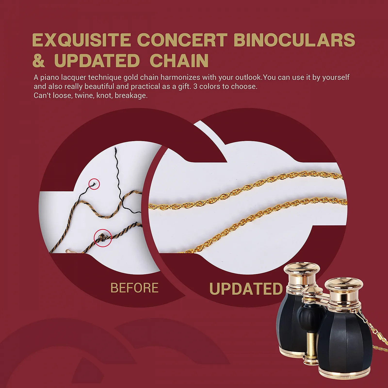 Бинокль театральный ESSLNB 4x30mm Mini Compact Antique Chain, фото №6