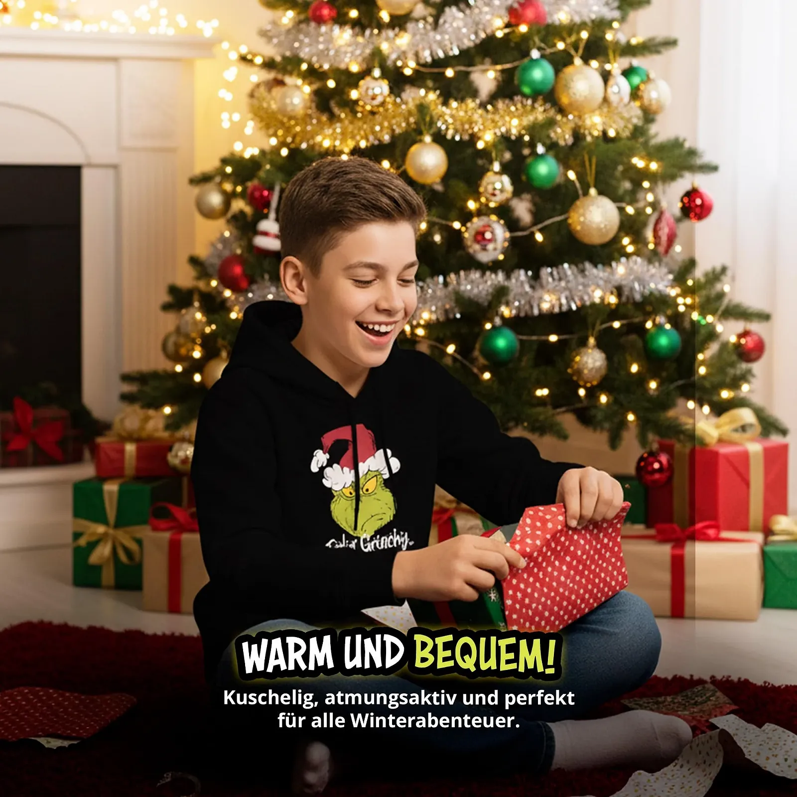 Худі United Labels The Grinch для хлопчиків і дівчаток - Дитячий худі-пуловер з капюшоном Чорний, фото №5