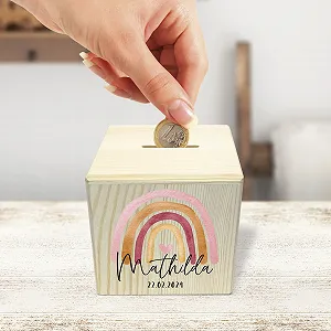 Скарбничка Rainbow дерев'яна іменна із замком synthetic.ua - Фото 1