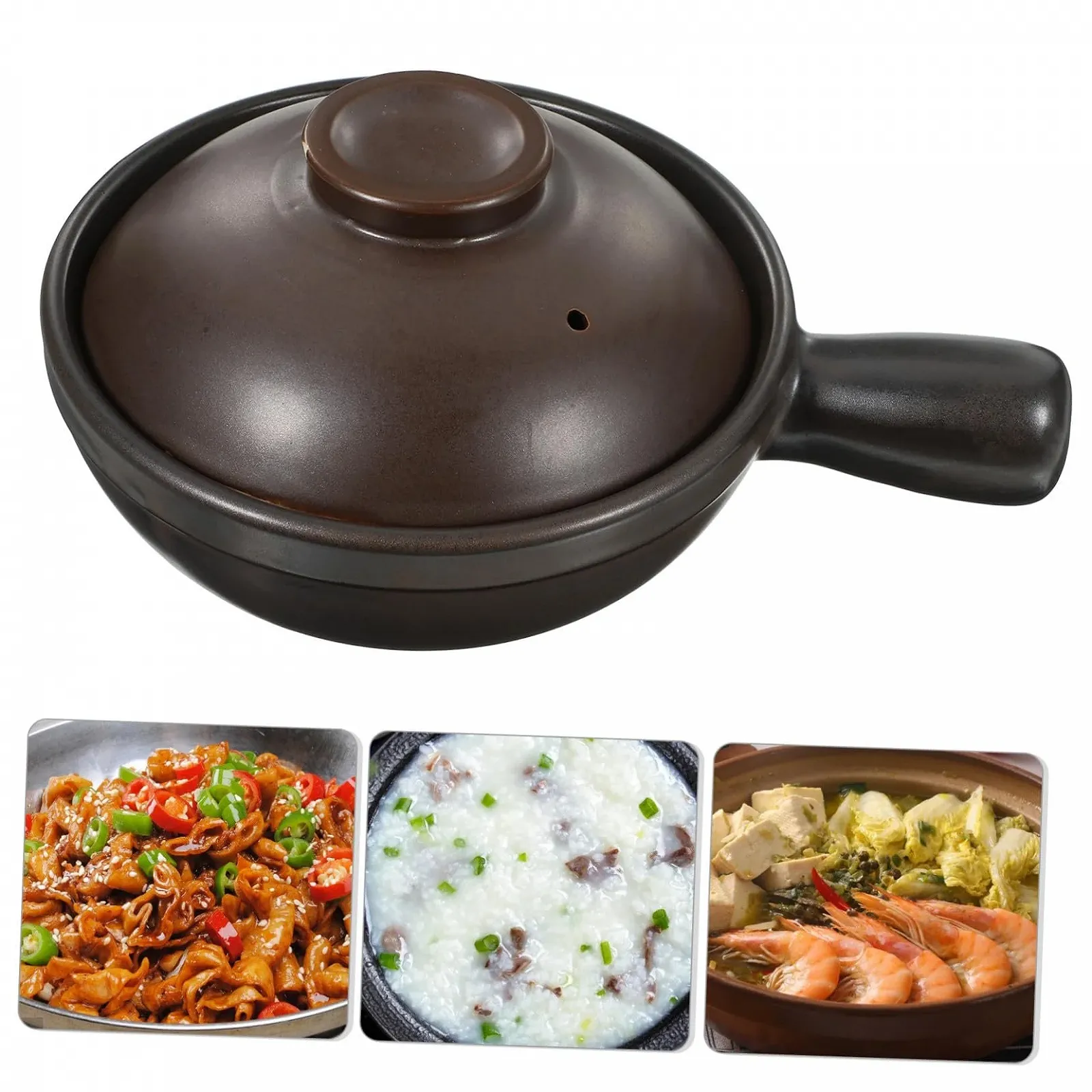 Керамічна каструля Sosoport з кришкою та вентиляційним отвором для супу та рису стійка до подряпин, фото №8