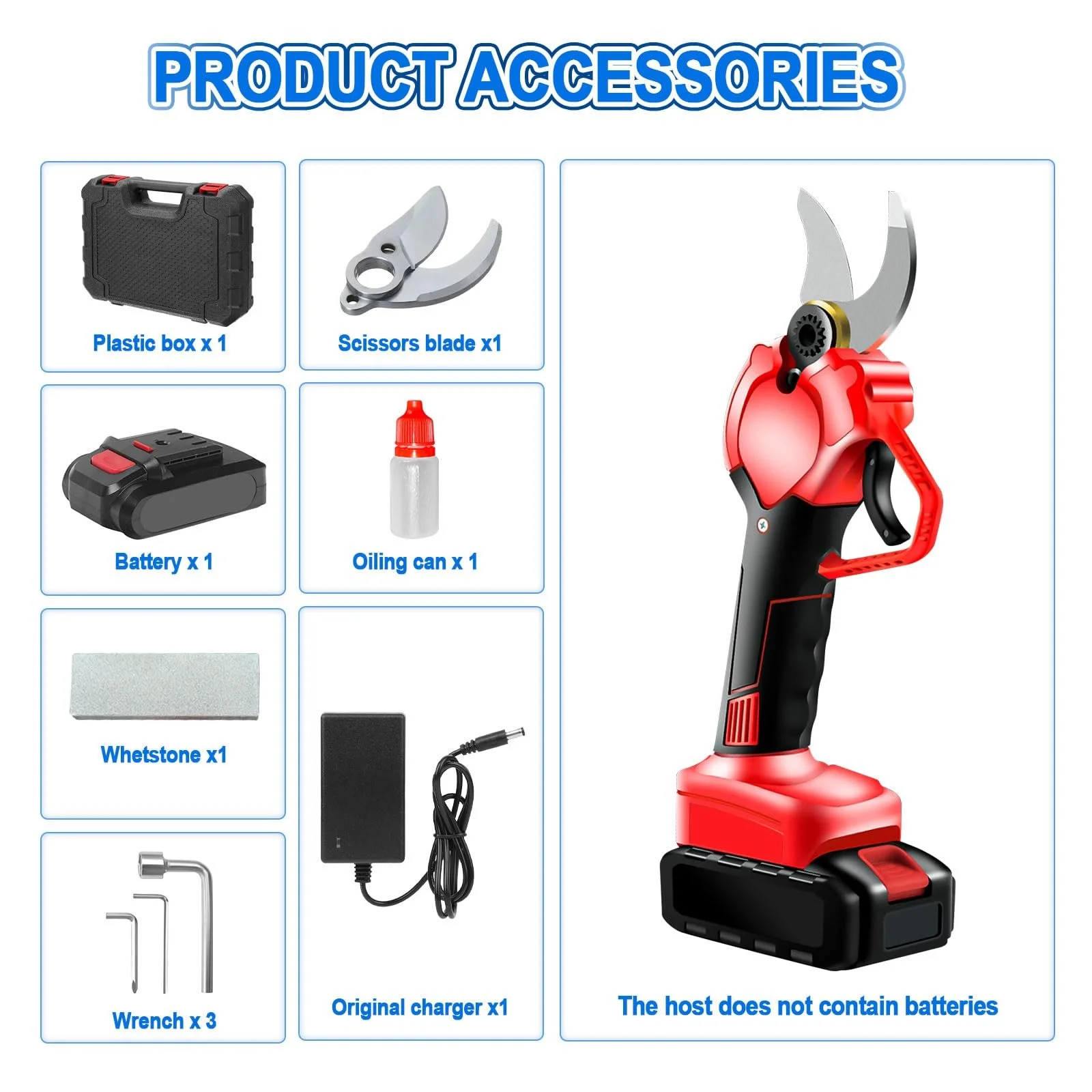 Секатор електричний Gotrain 40 мм акумуляторний з безщітковим двигуном та акумулятором 2000 мА, фото №7