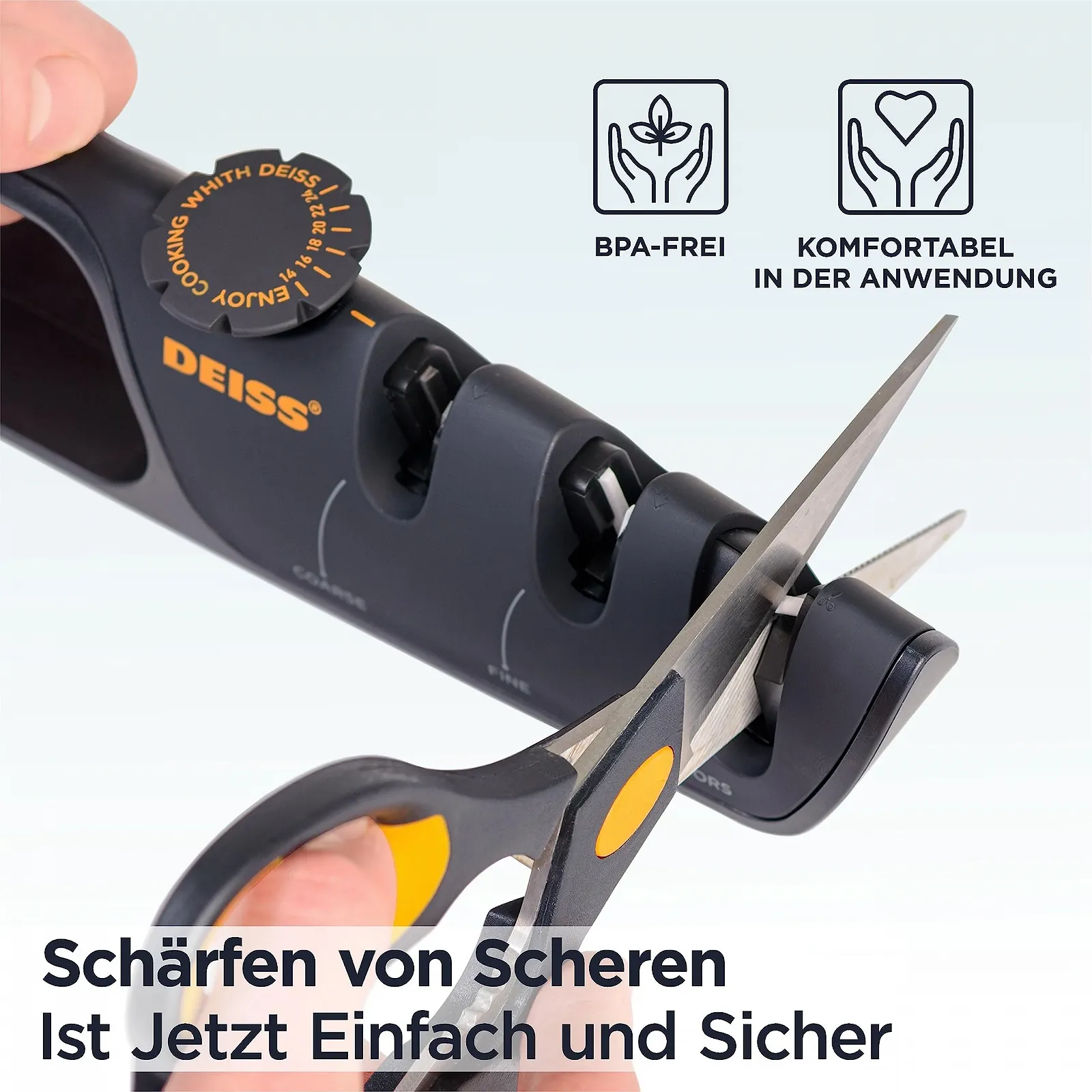 Точилка для ножів Deiss PRO ручна з регульованим кутом 3-етапна чорна, фото №6