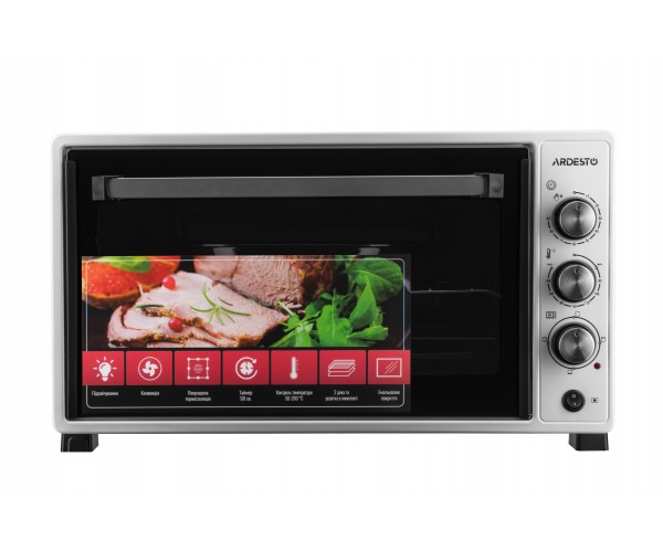 ARDESTO Електропіч 1700Вт 48л хром тени таймер підсвічув конвекція подв скло білий, фото №7 ARDESTO Електропіч 1700Вт 48л хром тени таймер підсвічув конвекція подв скло білий, фото №7