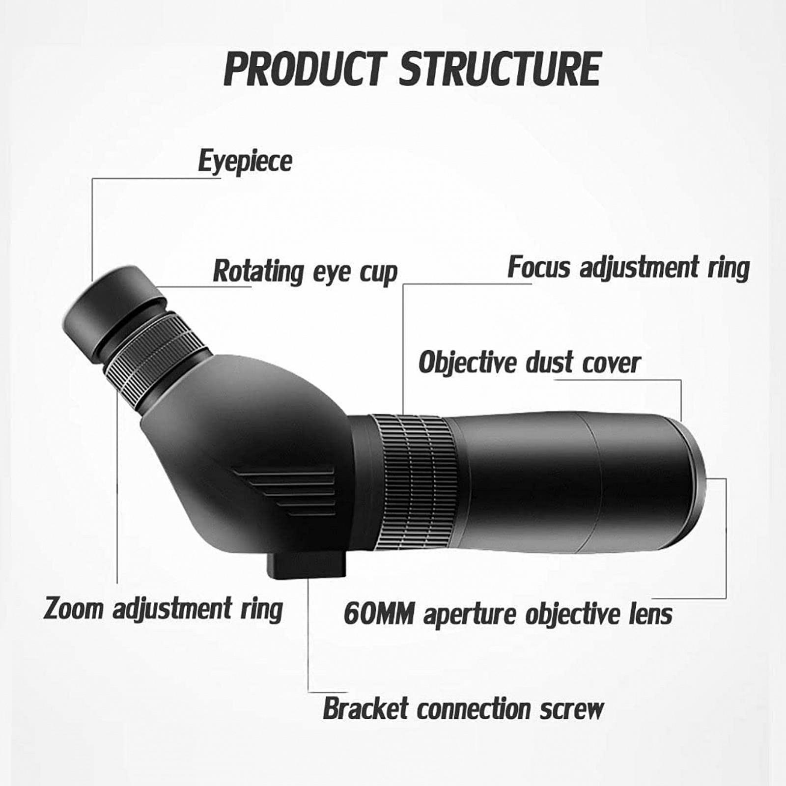 Монокуляр HD 15-45 x 60 Zoom з тримачем для смартфона та штативом, фото №4