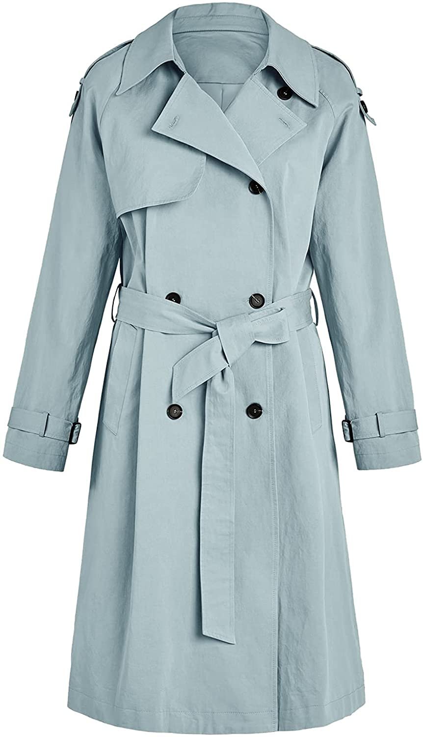 Тренч Женский Повседневный Однотонный Длинный Рукав Двубортная, фото №4