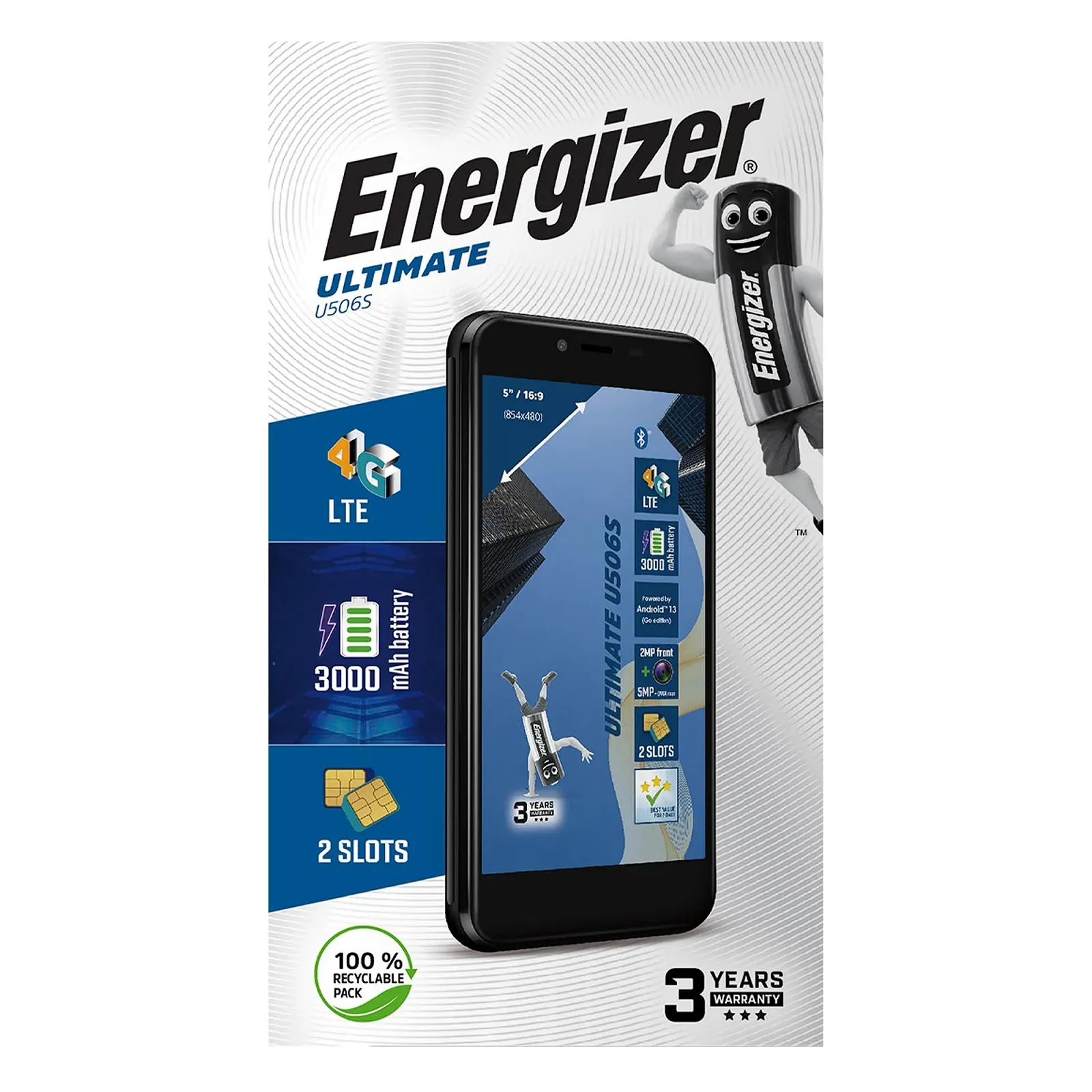 Смартфон Energizer U506S 2GB RAM 32GB ROM 5" 3000mAh Black, фото №4