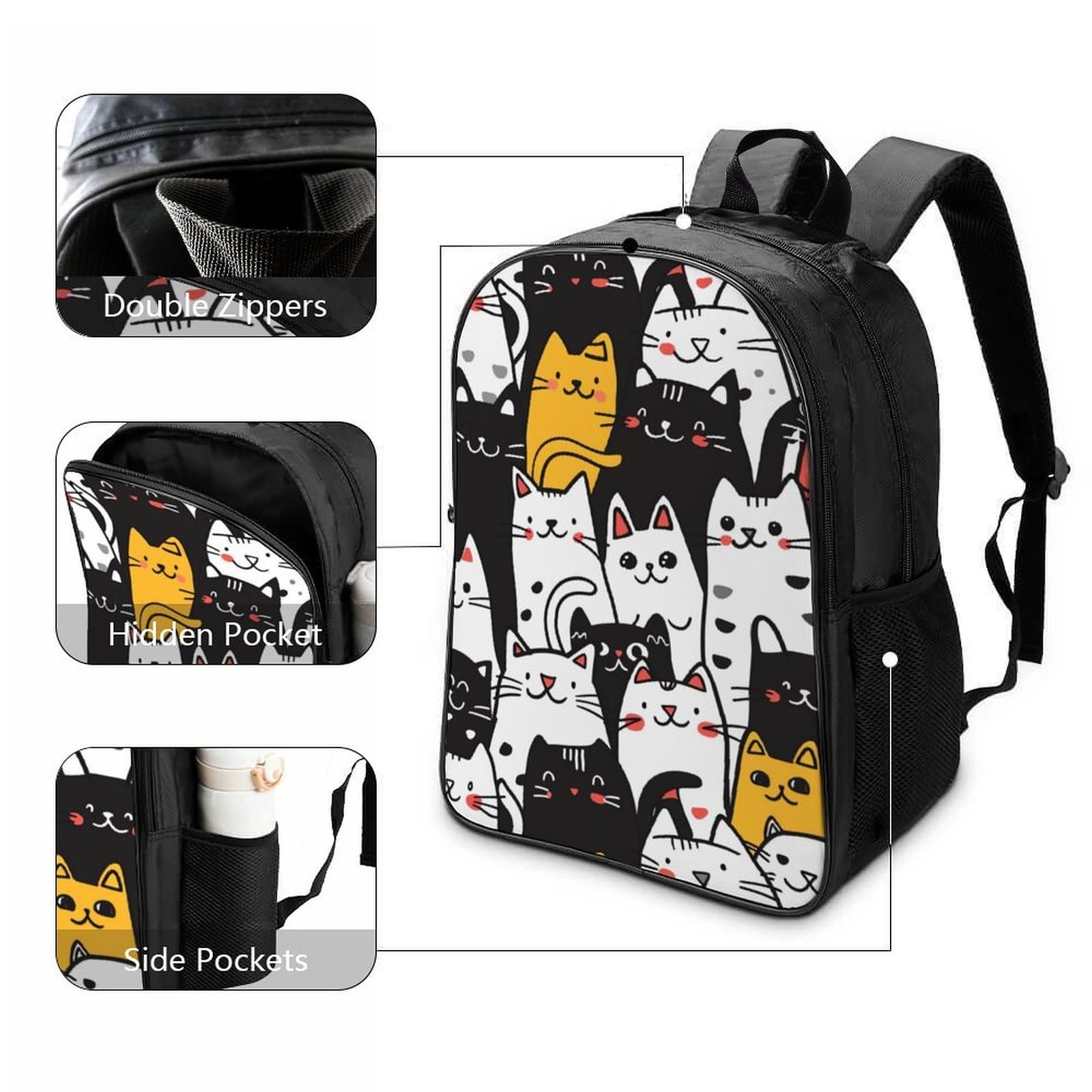 Шкільний рюкзак DPEOANEBN Cat для хлопчиків і дівчаток, 40x28x16 см, фото №3