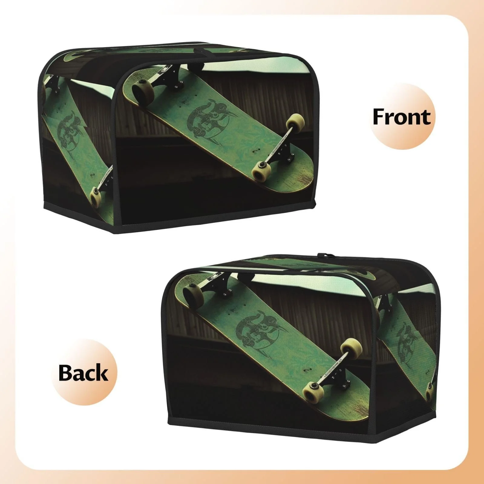 Чохол для тостера на 2 скибочки з двома кишенями Skateboard Пилозахисний чохол для кухні для невеликої духовки для хліба, фото №6 Чохол для тостера на 2 скибочки з двома кишенями Skateboard Пилозахисний чохол для кухні для невеликої духовки для хліба, фото №6