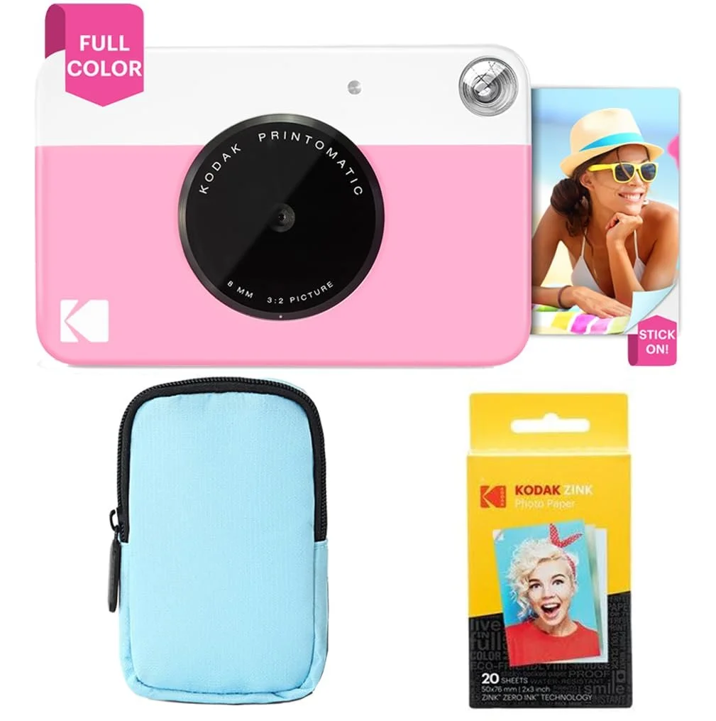 Фотокамера мгновенной печати KODAK Printomatic Starter Pack Pink + чехол + фотобумага Zink (20 шт), фото №1
