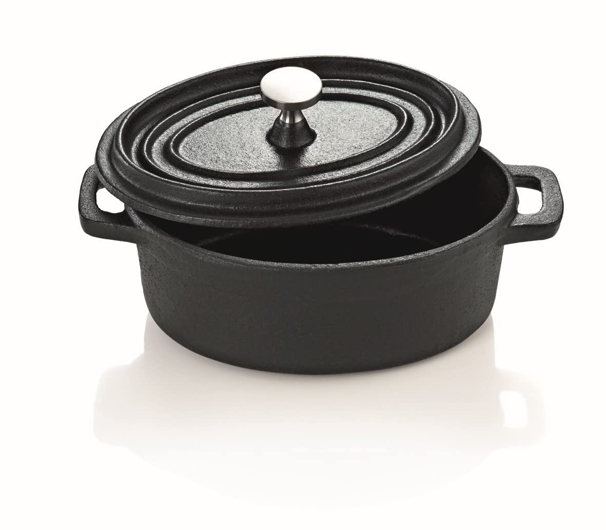 Кокотница Cocotte овальная 12 см чугунная черная, фото №1 Кокотница Cocotte овальная 12 см чугунная черная, фото №1