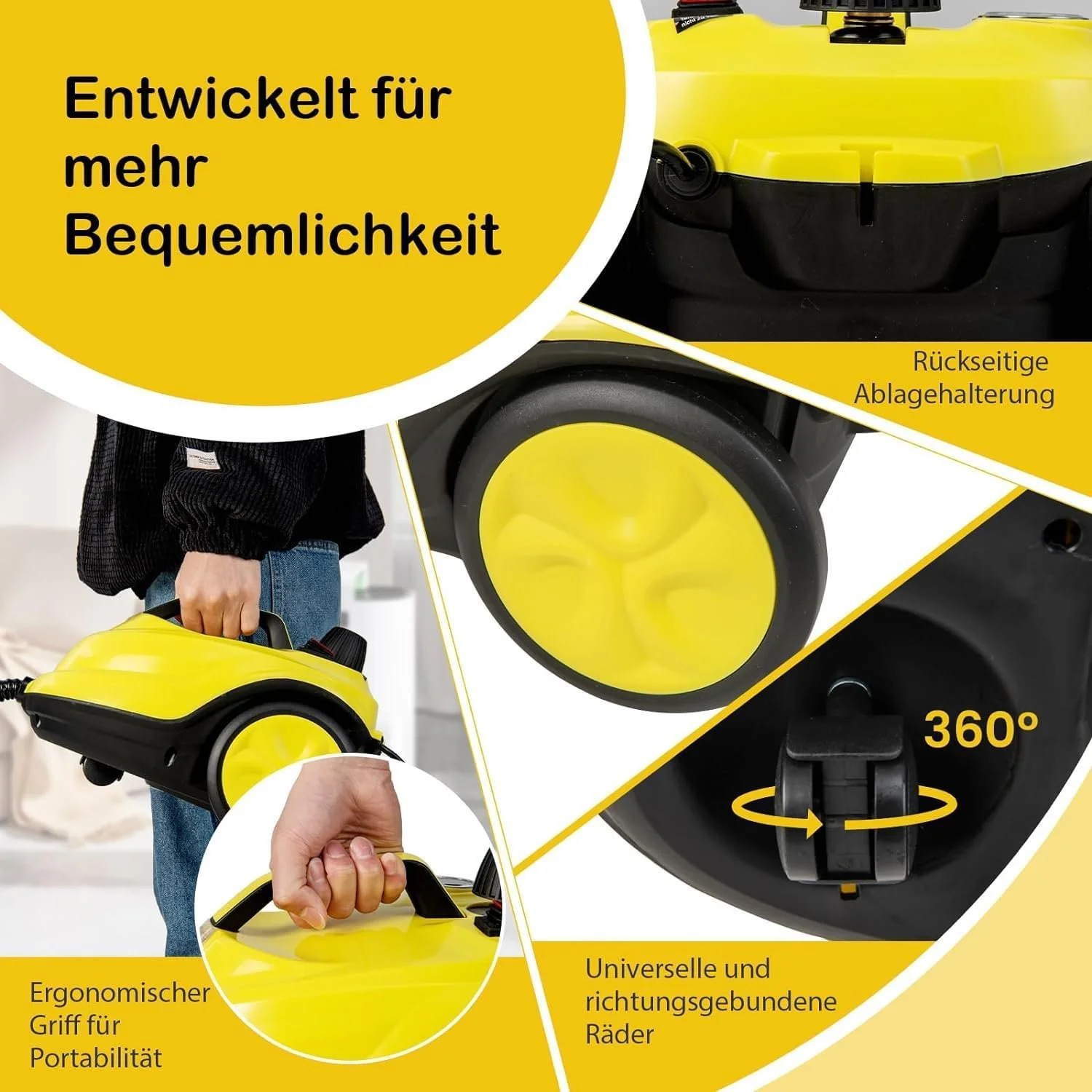 Пароочисник RELAX4LIFE 2000 Вт 5 бар 1,8 л Yellow, фото №7