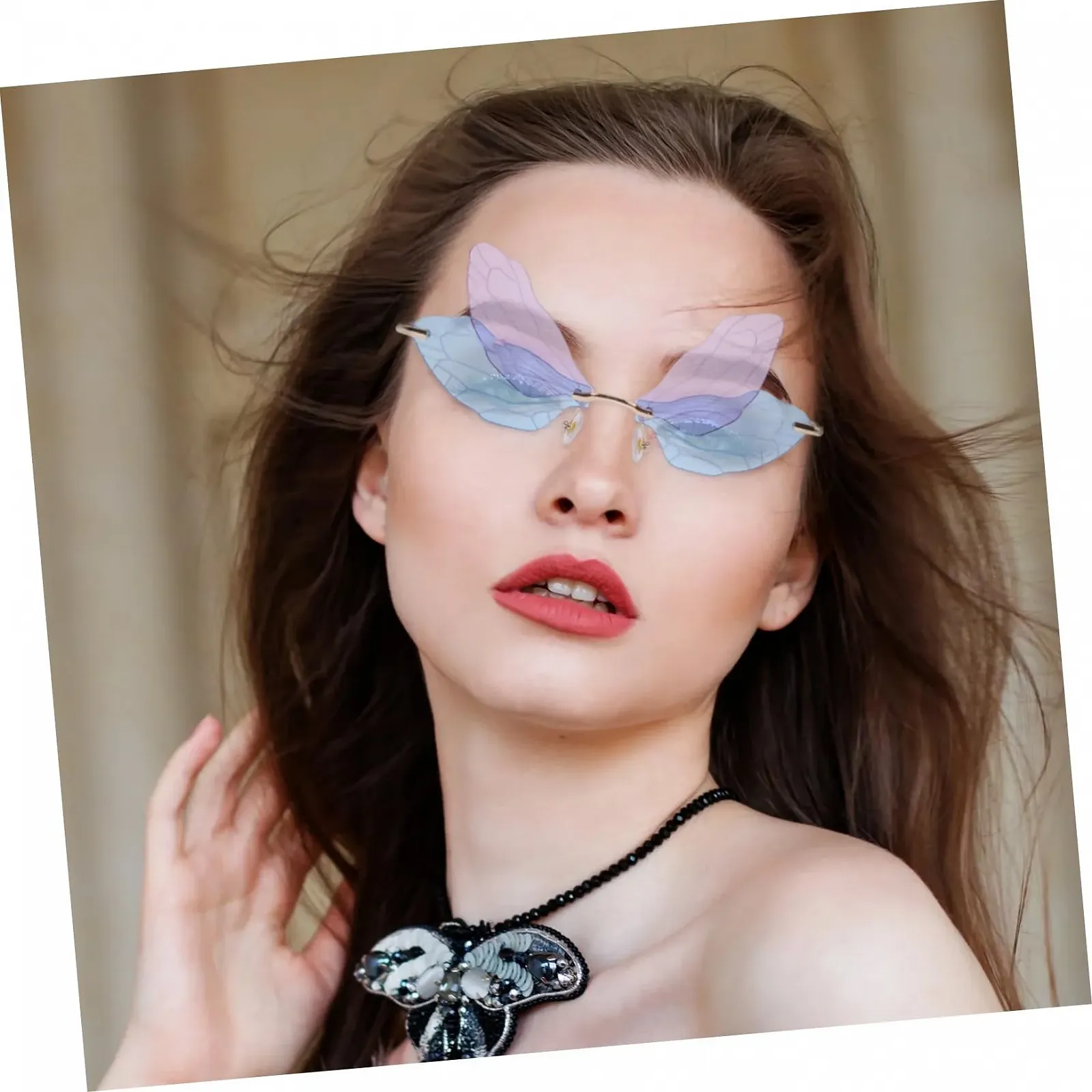 Очки VALICLUD с крыльями стрекозы, 2 пары, красные солнцезащитные, фото №2