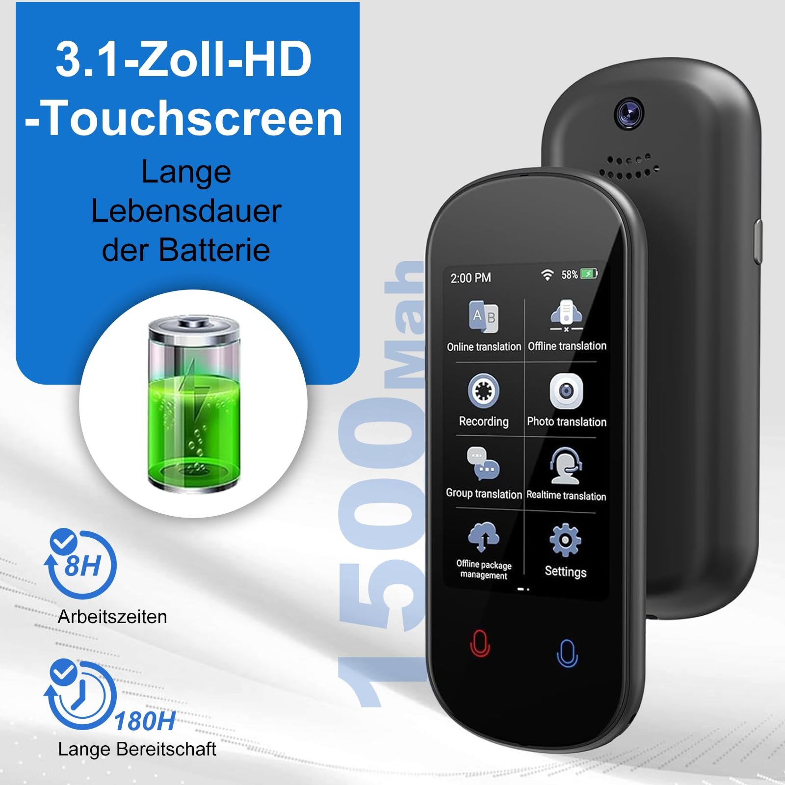 Переводчик Языки AI Мгновенный для 138 Язык, Портативный Двухсторонний, фото №3