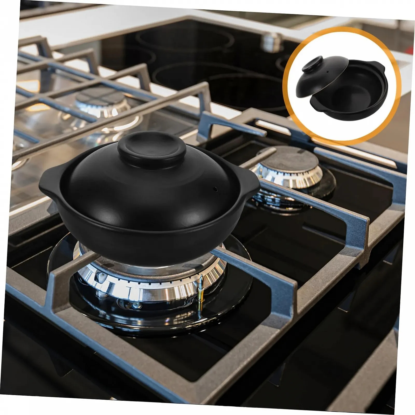 Горшок IMIKEYA керамический с крышкой для бульонов супов и блюд из риса термостойкий, фото №8