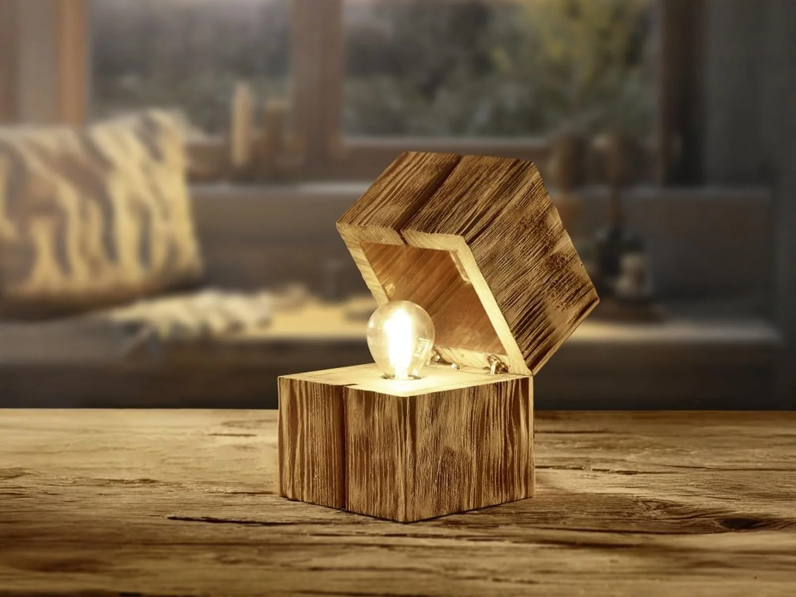 Настільні лампи Cube (набір 2 шт.) 16 см Натуральне дерево, фото №5