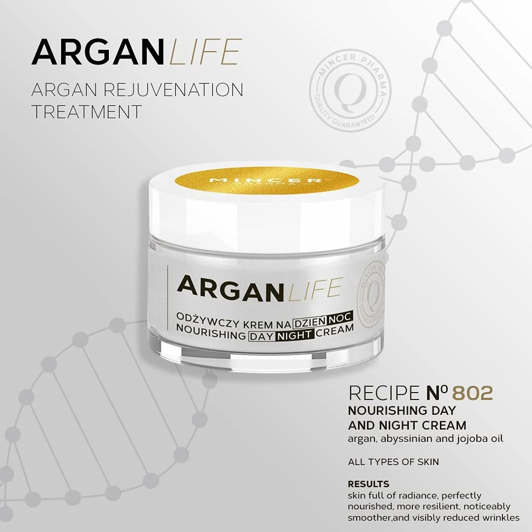 Крем для обличчя Mincer Pharma Argan Life 50+ живильний проти зморшок розгладжувальний денний та нічний 50 мл, фото №4