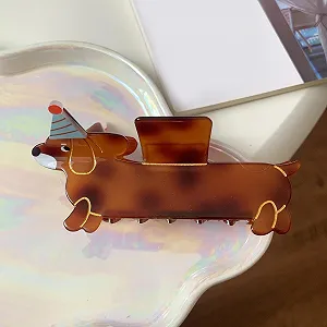 Заколка-краб Euyehn Такса, Заколка-краб из ацетата - Заколки для волос с сильной фиксацией, Милые крабики - Заколка для волос для собак, Аксессуары для волос, Заколка для волос, Заколки-крокодилы для волос на Рождество synthetic.ua - Фото 1