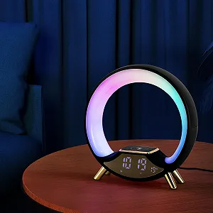 Настільна лампа нічник акумуляторна USB з Bluetooth-колонкою та будильником LED synthetic.ua - Фото 1