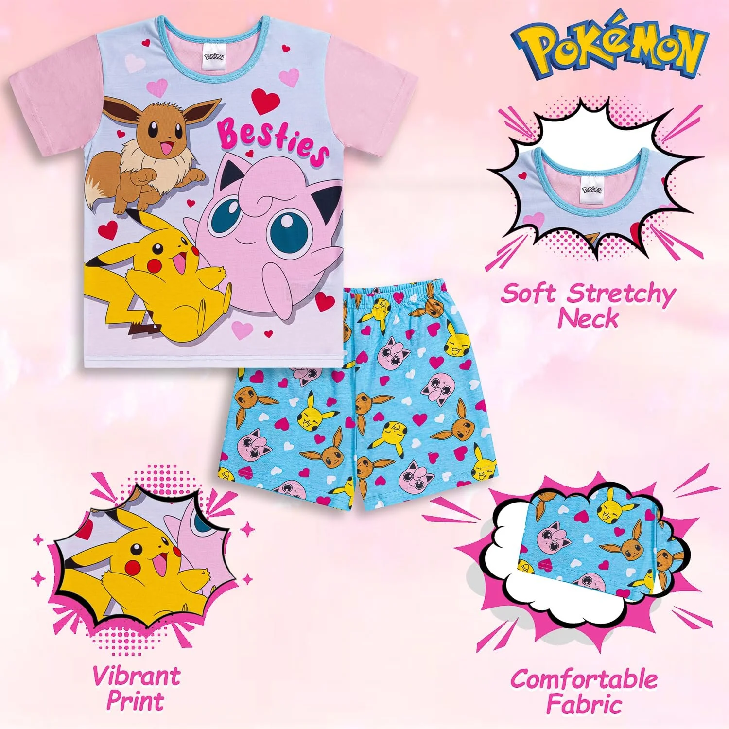 Пижама для девочек Pok
inmon Pikachu & Eevie, фото №2 Пижама для девочек Pok
inmon Pikachu & Eevie, фото №2