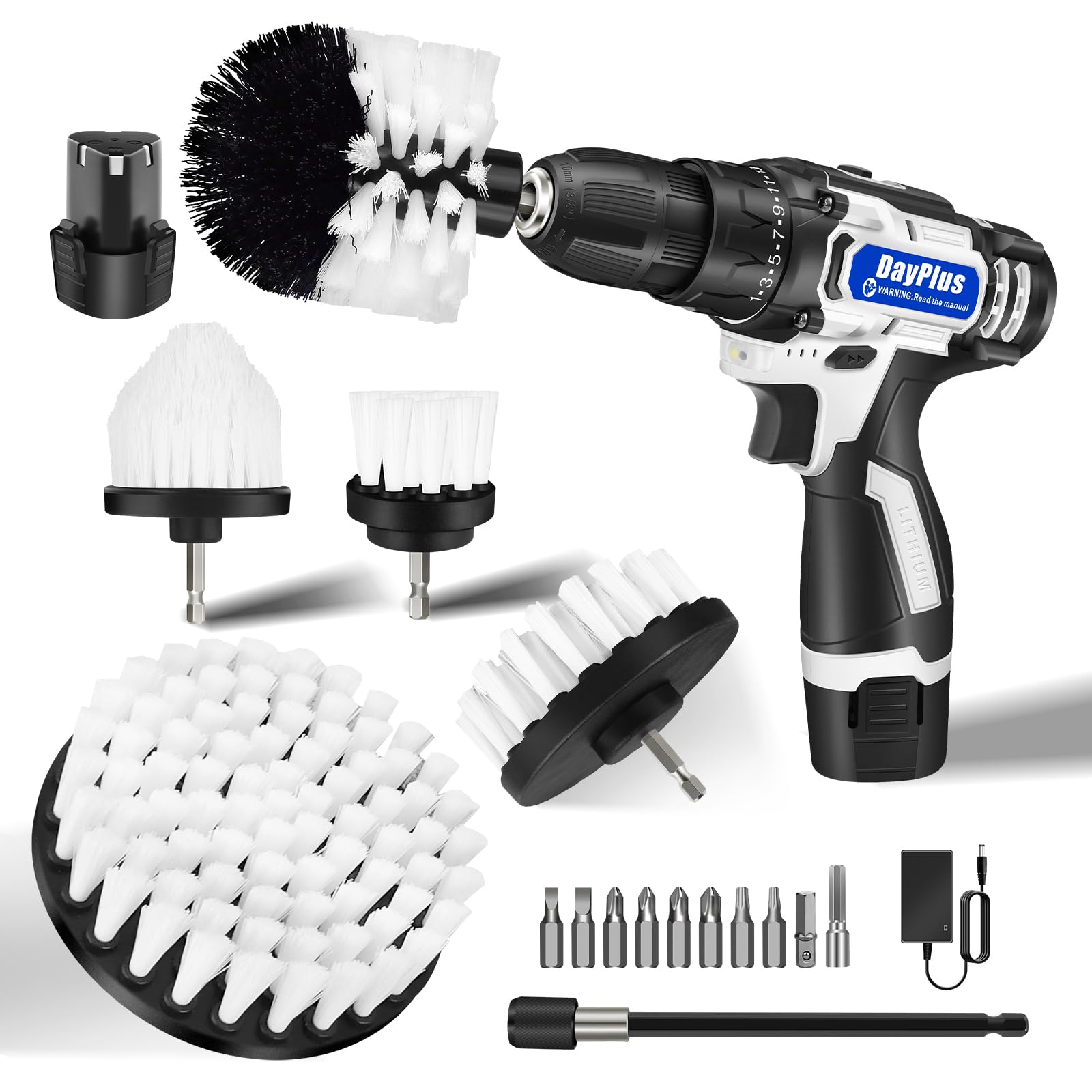 Шурупокрут Mini Cordless Electric Screwdriver Tool Cleaning Kit Макс. крутний момент 45 Н·м 18+1 позицій з 2 акумуляторами 1500 мА·год, фото №1