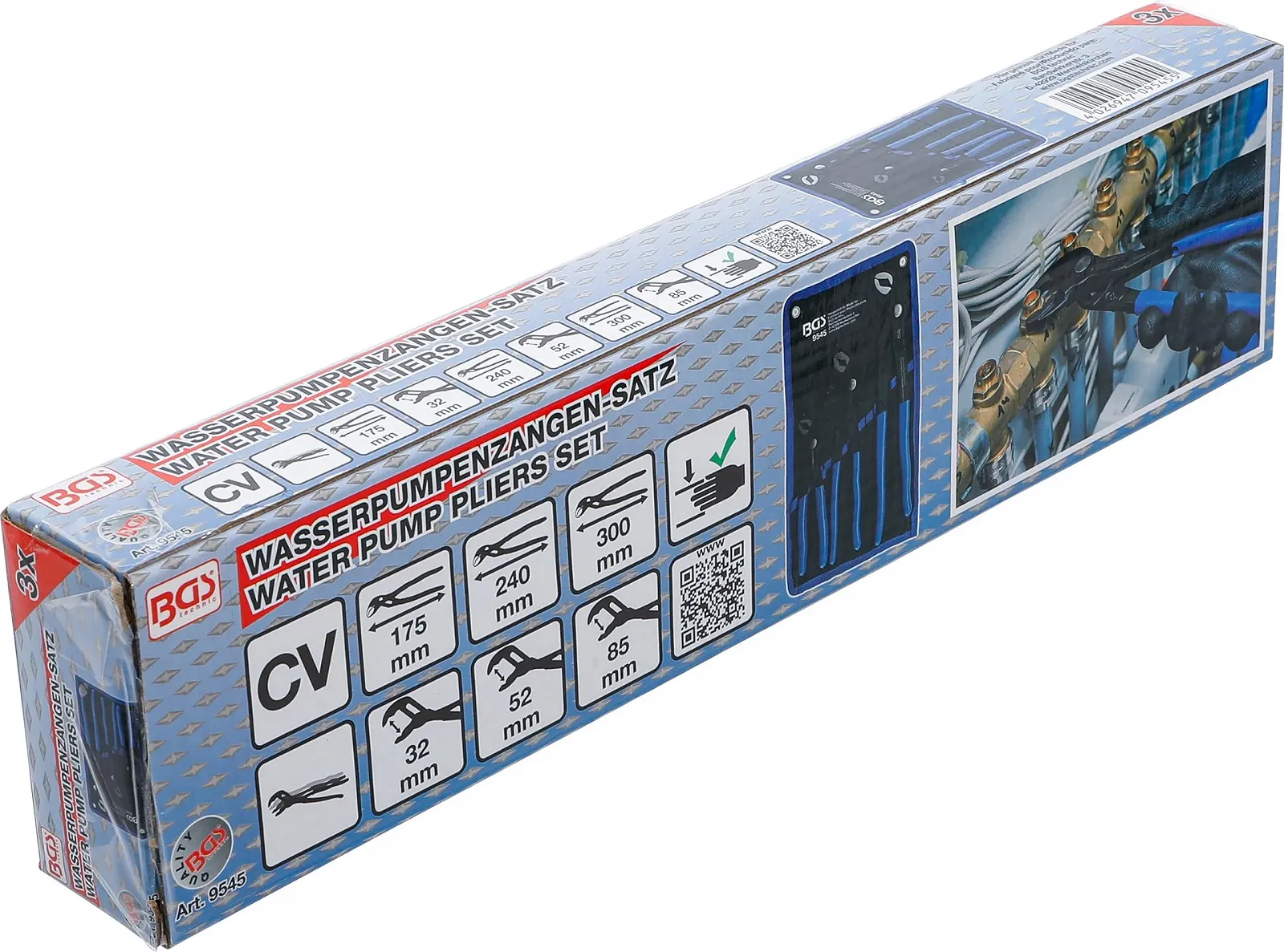 Набір плоскогубців для водяного насоса BGS 9545, 3 штуки, з фіксацією, 175 / 240 / 300 мм, протиковзкі, фото №7