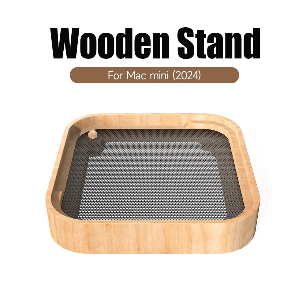 Підставка Деревʼяна для Mac Mini M4/M4 Pro (2024) - Міцна з пиловим фільтром, фото №4