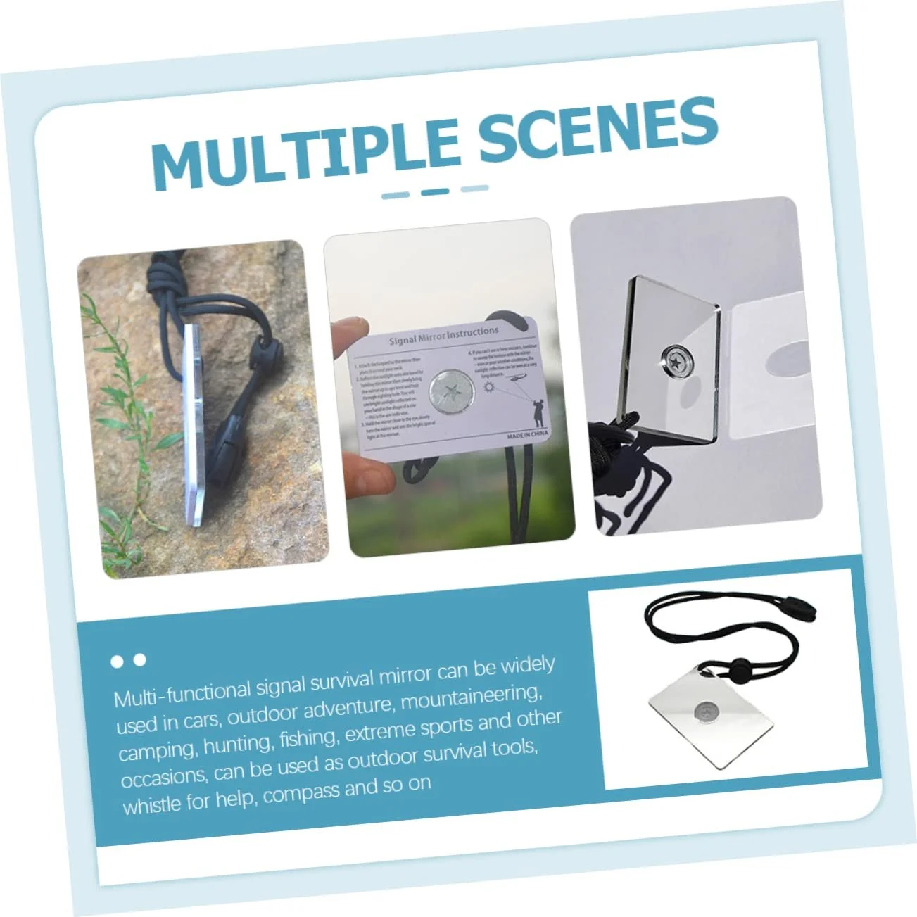 Дзеркало Sosoport, 2 шт, сигнальне, багатофункціональний інструмент, аварійне, для виживання, кемпінгу, походів, акрил, для подорожей, гірське, фото №2