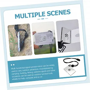 Дзеркало Sosoport, 2 шт, сигнальне, багатофункціональний інструмент, аварійне, для виживання, кемпінгу, походів, акрил, для подорожей, гірське synthetic.ua - Фото 1