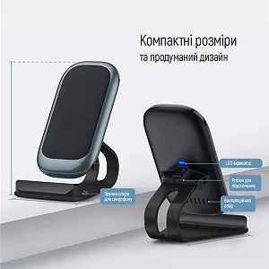 Беспроводное зарядное устройство ColorWay Wireless Stand 10W Blue (CW-CHW30Q-BL)