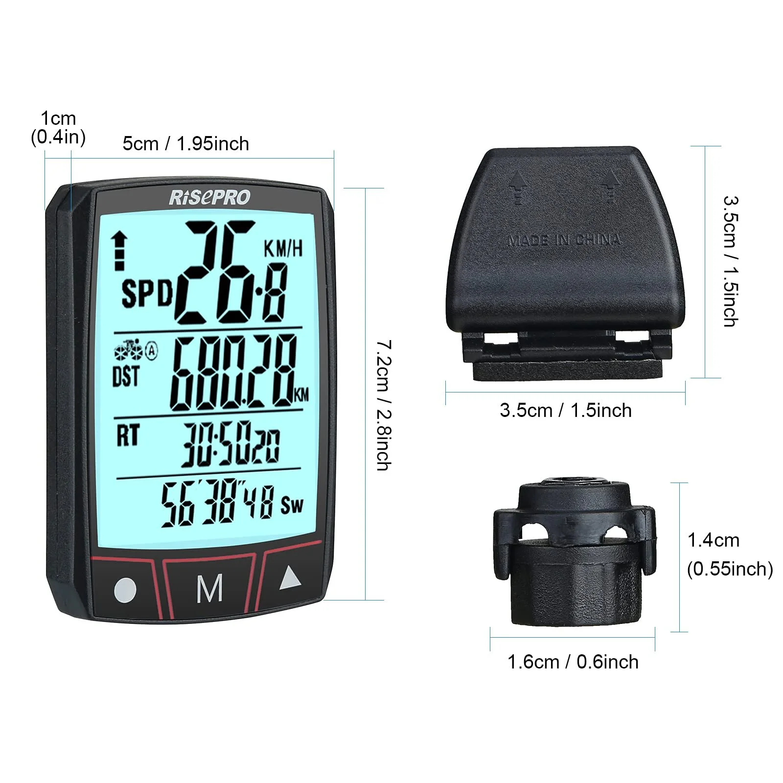 Велокомпьютер RISEPRO Wireless Waterproof Multifunctional Backlit LCD Black, фото №2