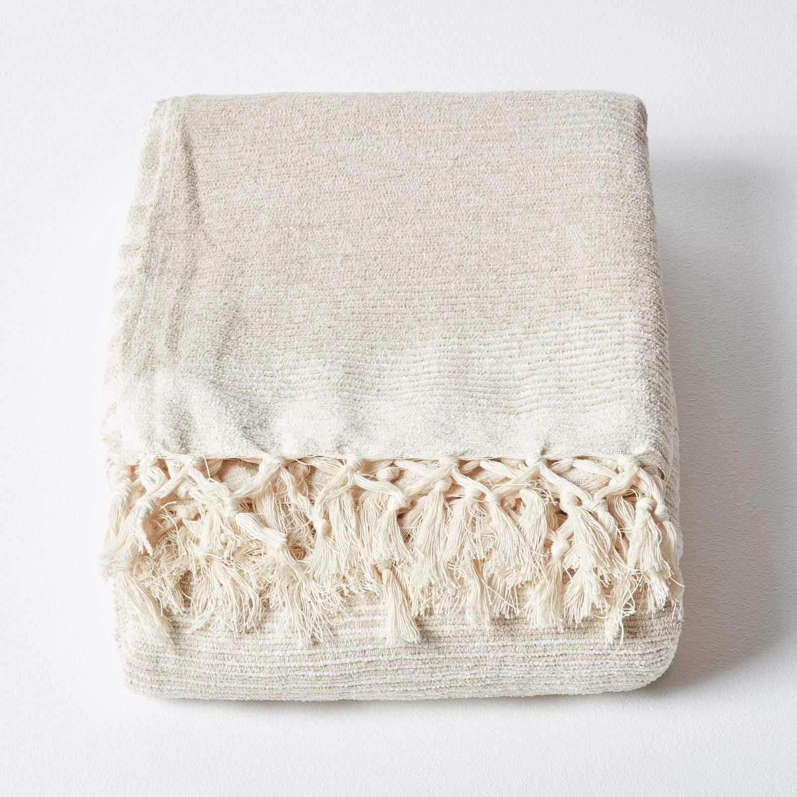 Покрывало на кровать/диван Homescapes Хлопковый синель Tie and Dye Бежевый 220 x 240 см, фото №2