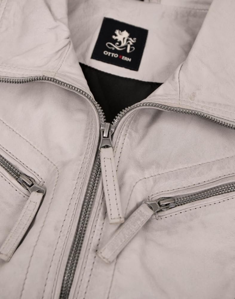 Жіноча куртка зі шкіри ягняти наппа Otto Kern Off White, фото №7
