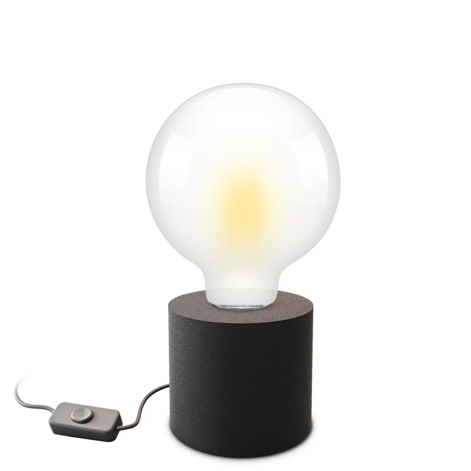 Настільна лампа SSC-LUXon NAMBI Набір з 2 шт. кругла E27 з кабелем та вимикачем чорна, фото №6