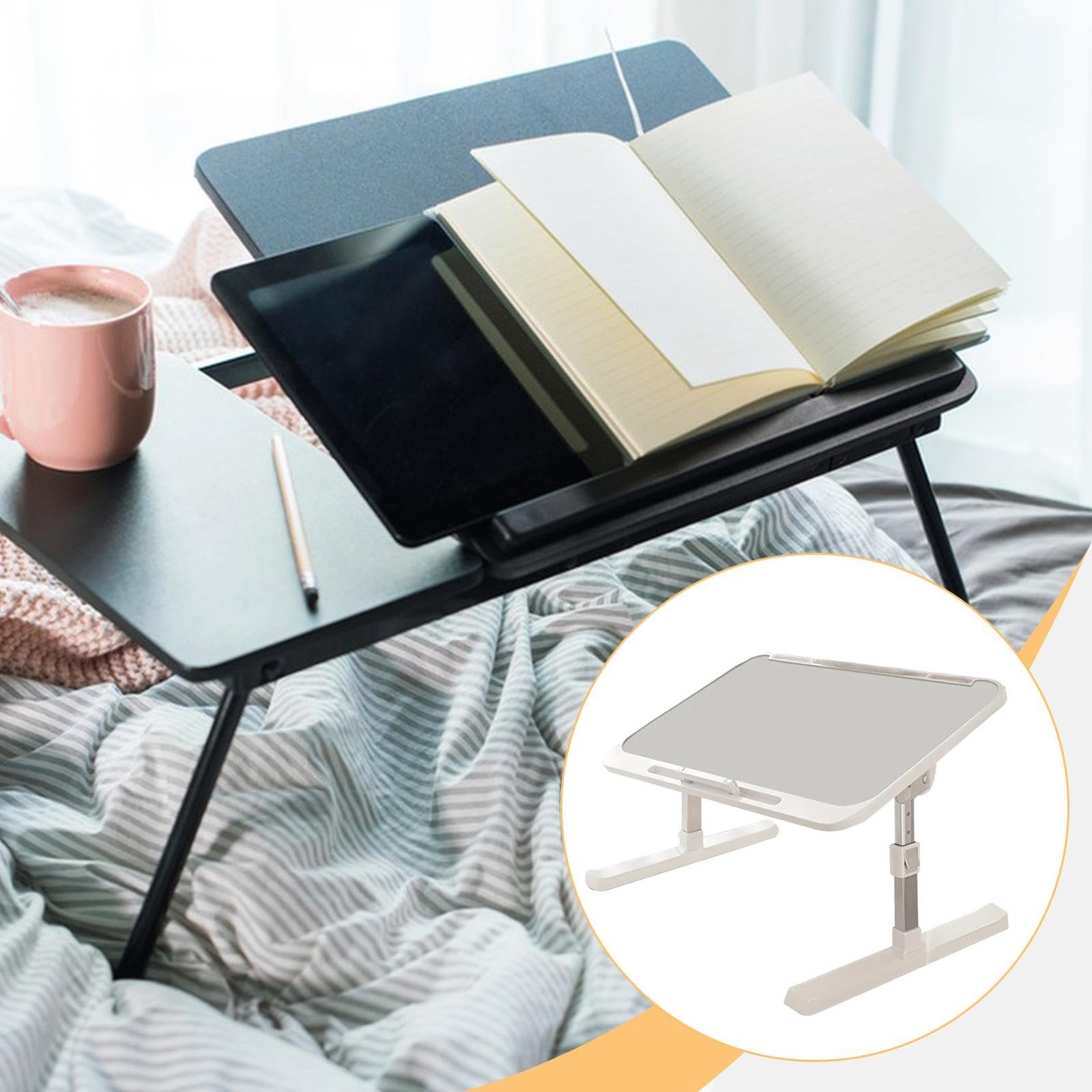 Раскладной столик для ноутбука, поднос для кровати, подставка для ноутбука, прочный, регулируемый по высоте, для балкона, чайной комнаты, рисования, серый стиль B, фото №4