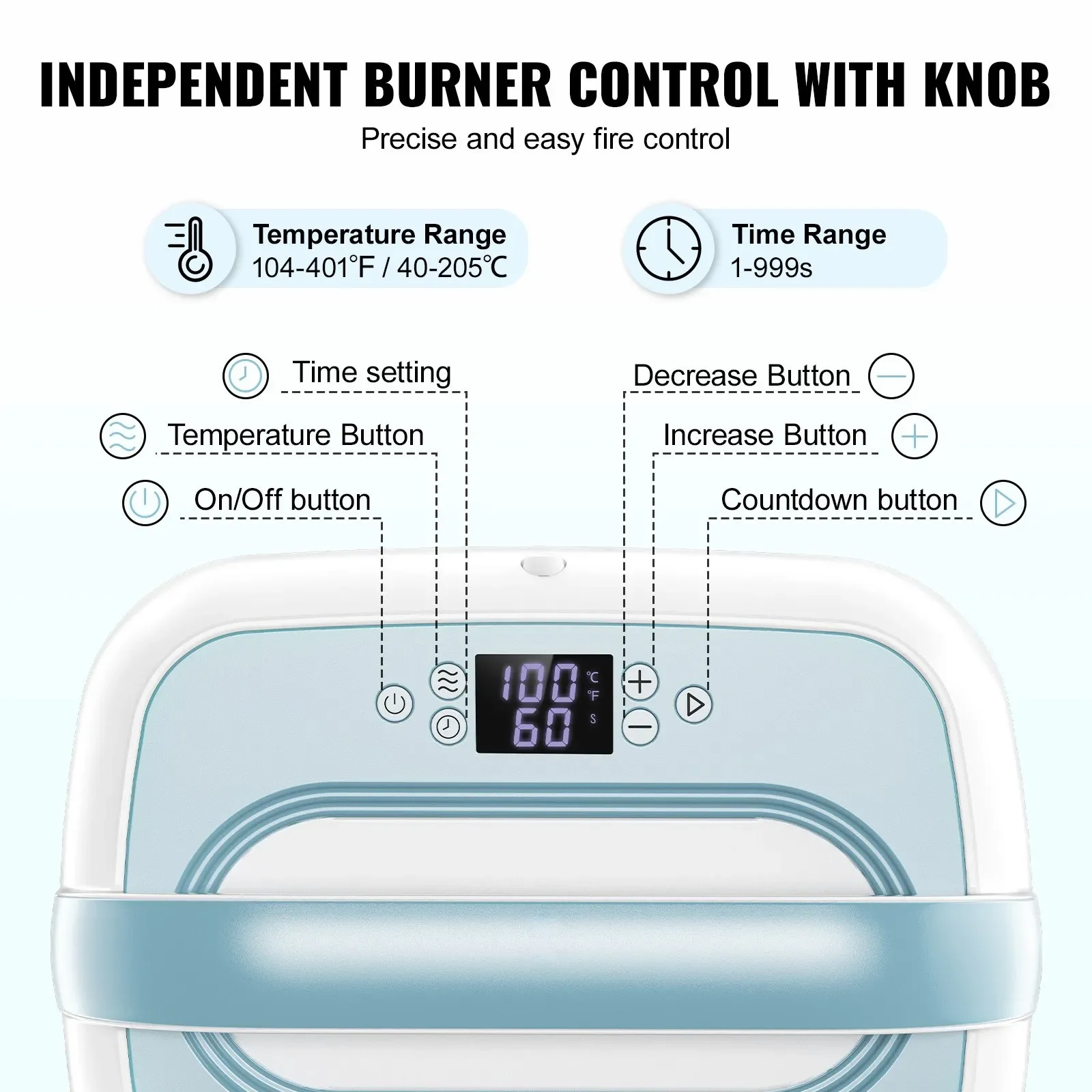 Термопрес VEVOR SS1210 портативний / 800 Вт / 341 х 276 мм / 205 ℃ / Автовимкнення / Білий-синій, фото №10