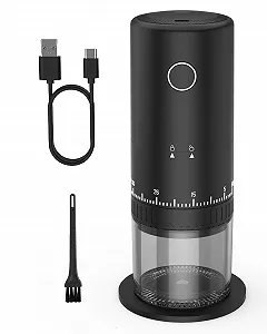 Кофемолка аккумуляторная CEVING ProGrind X1 с возможностью помола во время зарядки, 38 настроек помола, керамические жернова, батарея 2000 мАч, портативная - Фото 1