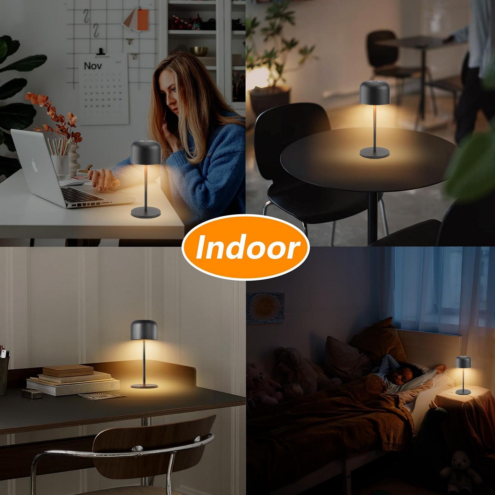 Настільна лампа LED Klighten 2 шт. Бездротова Акумуляторна IP54 Чорний, фото №6