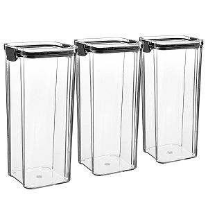 Ємності для зберігання Argon Tableware 1.8 л Набір із 3 шт. Прозорі Герметичні Багаторазові Штабельовані для заморозки ланч-бокси Чорний - Фото 1