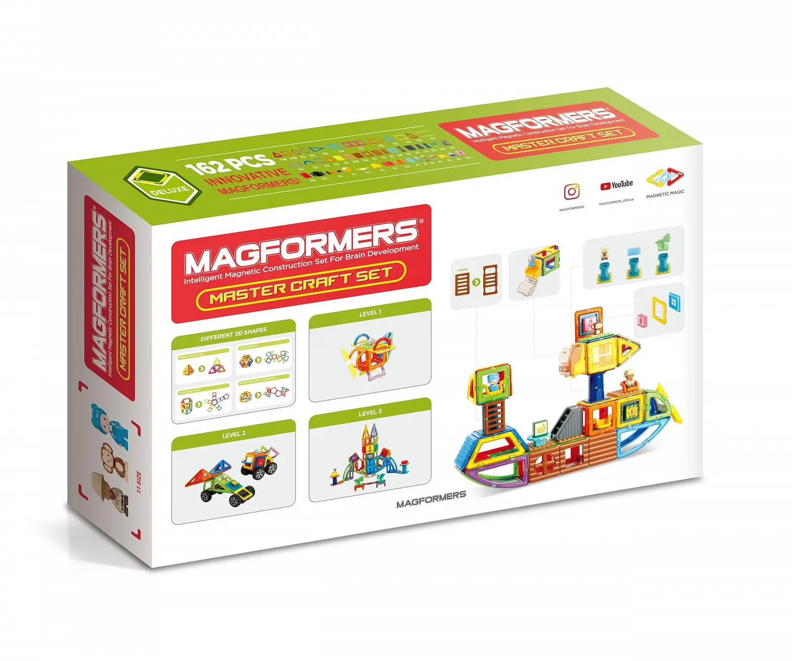 Магнитный конструктор MAGFORMERS Master Craft Set 279-15 162 шт, разноцветный, 3-99 лет, фото №2
