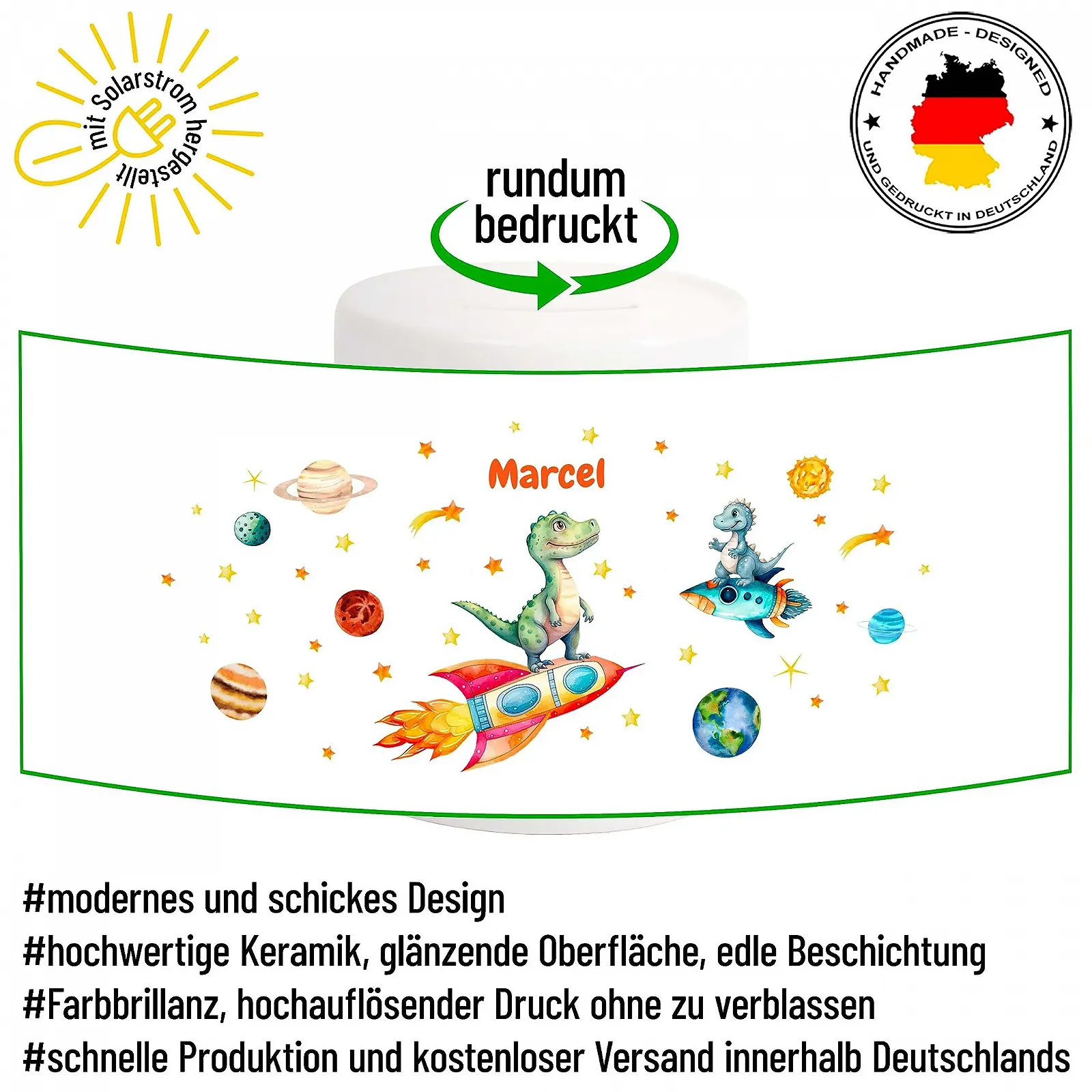 Скарбничка Dino Astronaut дитяча керамічна, фото №3