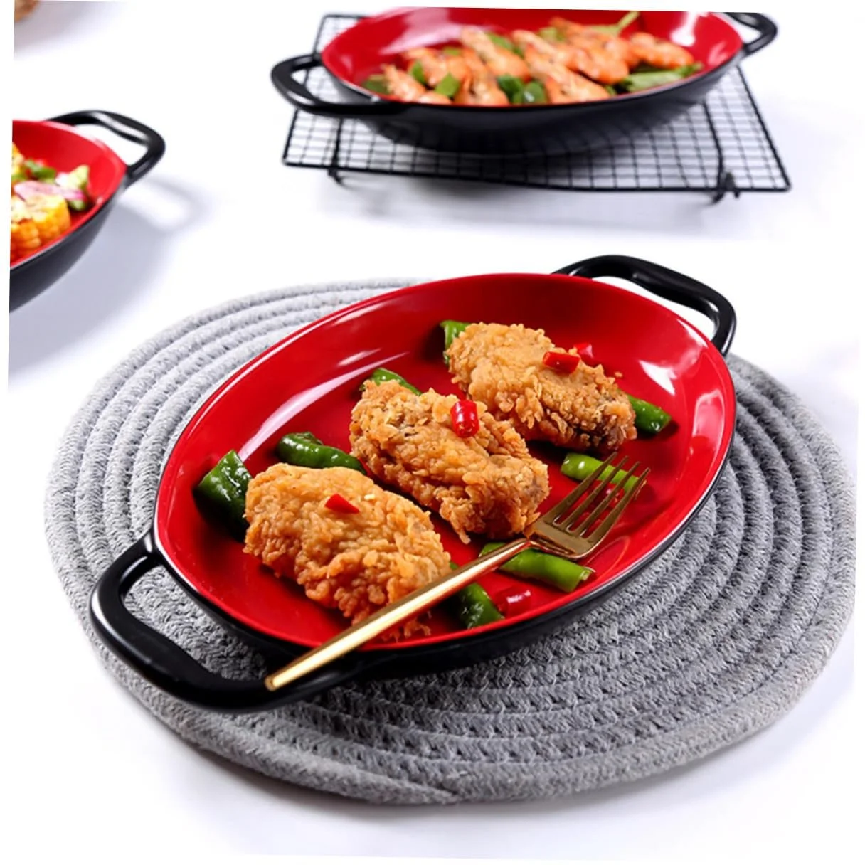 Форма для запекания Lurrose керамическая термостойкая с двойными ручками универсальная, фото №4