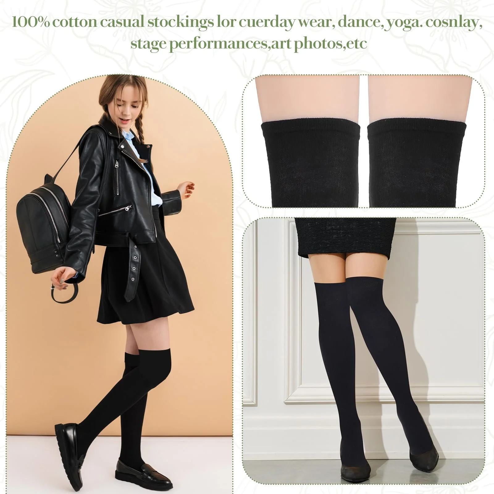 1 пара довгих шкарпеток, жіночі шкарпетки до колін, фото №4