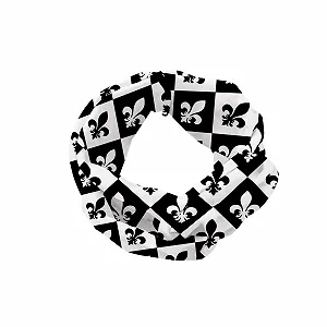 Повязка-бандана ABAKUHAUS Fleur De Lis, клетчатый узор, прямоугольники, европейский герб, монохромная эмблема, эластичная и удобная, черный/белый synthetic.ua - Фото 1