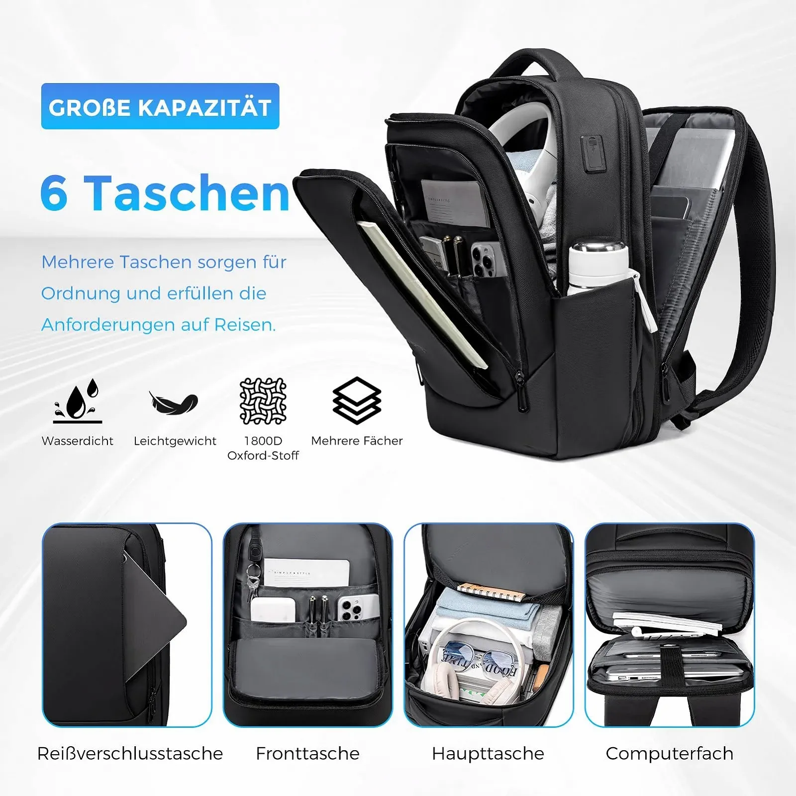 Рюкзак для ноутбука FENRUIEN 15.6" расширяемый 19л-27л Черный, фото №4 Рюкзак для ноутбука FENRUIEN 15.6" расширяемый 19л-27л Черный, фото №4
